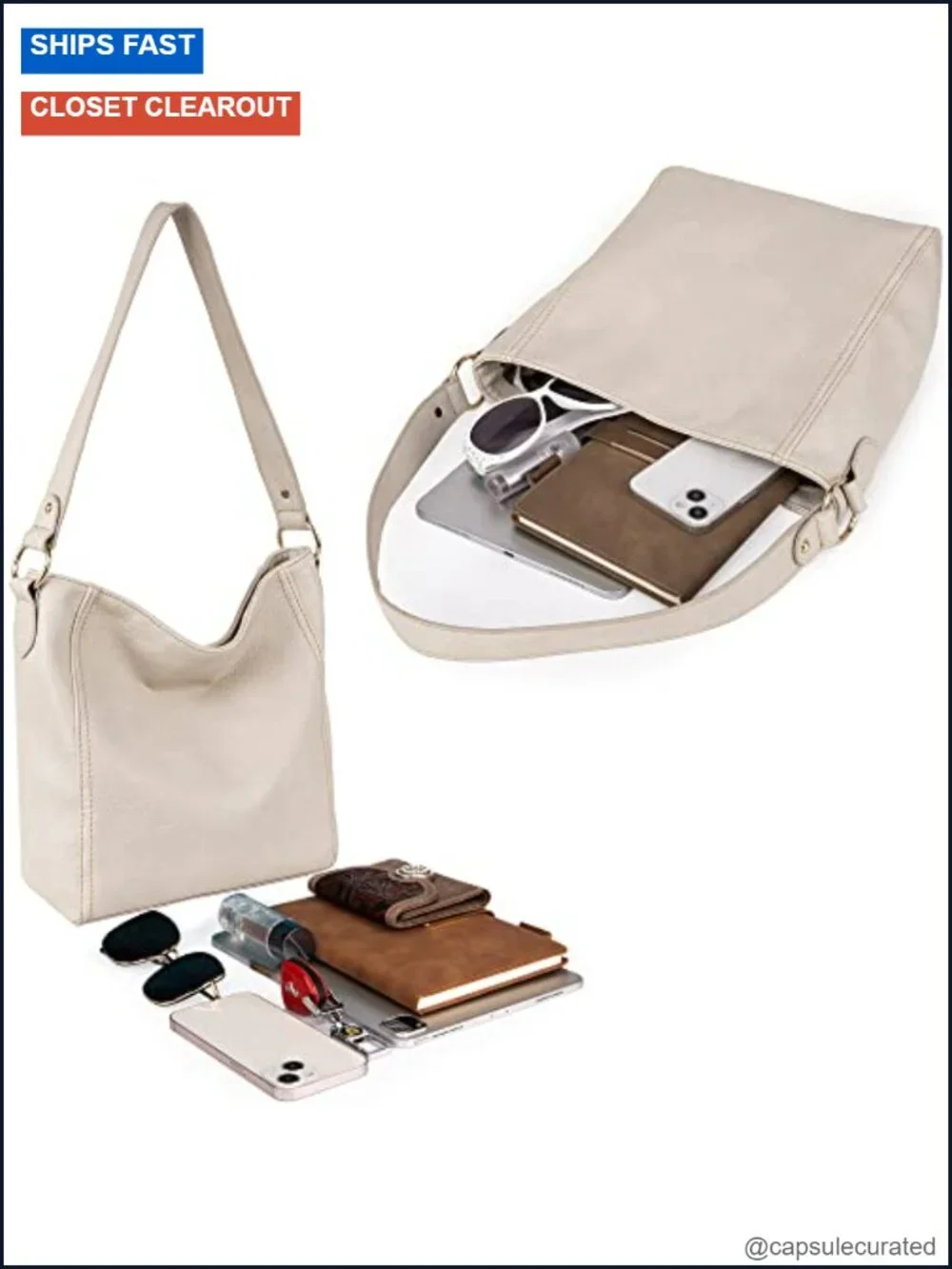 Vegan Leather Hobo Shoulder Bag Purse Women's Handbag Medium Soft